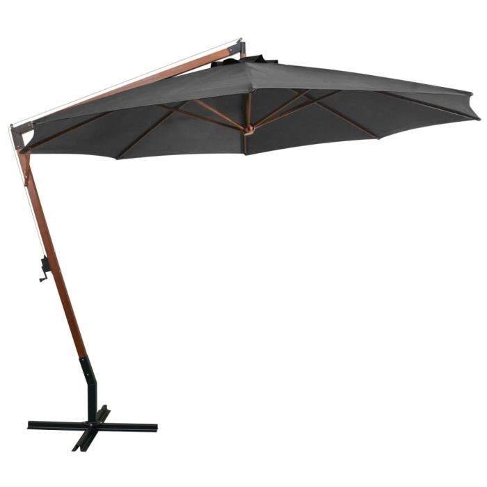 Parasol suspendu avec mât Anthracite 3,5x2,9 m Bois de sapin - VIDAXL - Rectangulaire - Manuel