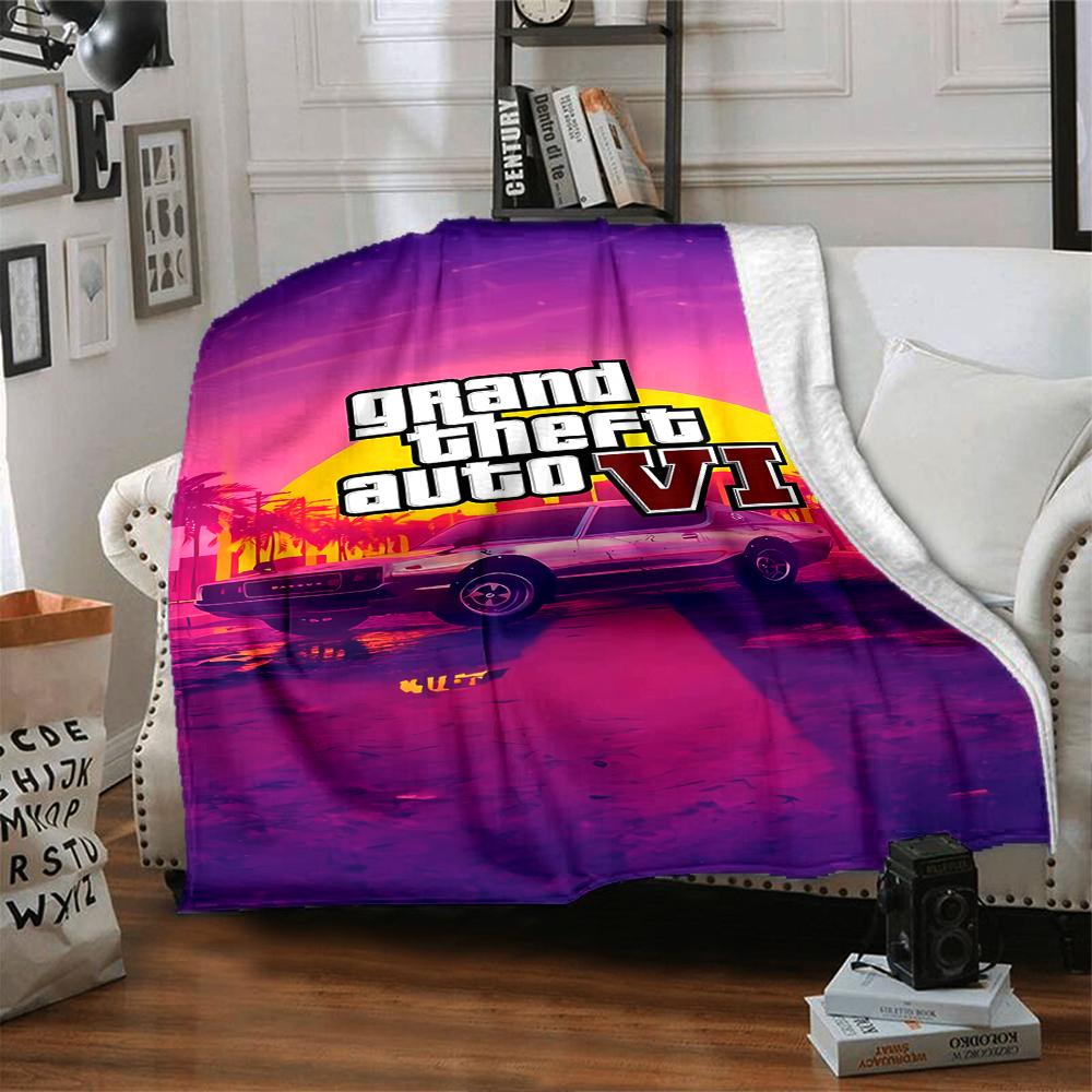 1pc Blanket - Game Grand Theft Auto Print Design,Lightweight Blanket for Sofa,Bed- Soft &Warm,Gift for All Seasons