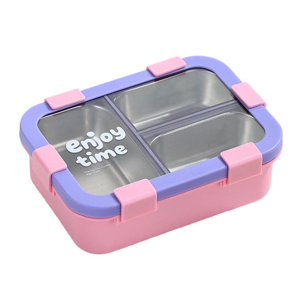 304 Stainless Steel Thermal Lunch Box 3 Compartments Bento Lunch Box  School Use