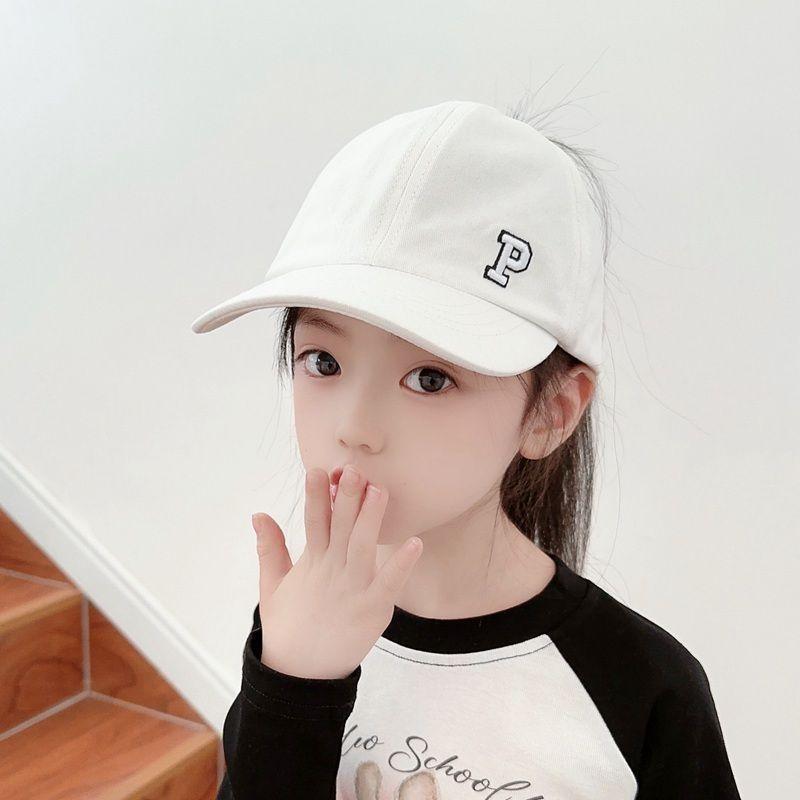 Girls Can Tie A Ponytail Hat Spring and Autumn Baseball Cap Children's Embroidered Fashionable Baseball Cap Girls Simple and Versatile Sun Protection