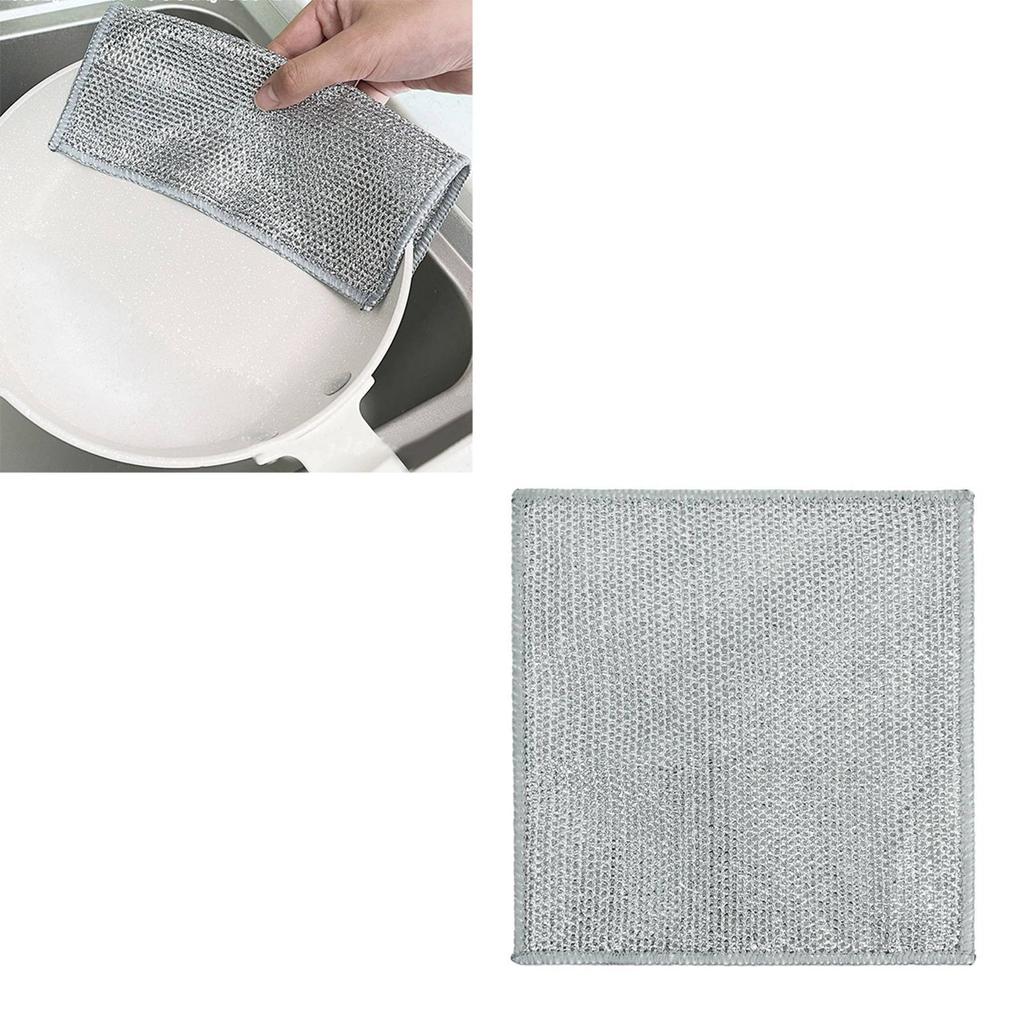 10 шт. Двусторонние тряпки из серебряной проволоки Многофункциональные антипригарные салфетки для мытья посуды Салфетки для кухни