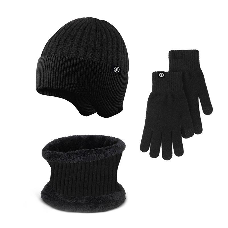 Autumn and Winter Men's Two Piece Men's Hat Neutral Warm Knitted Skull Wool Hat Soft Skiing