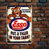 Винтажная металлическая табличка Esso Tiger Ретро Декор для бензоколонки со слоганом «Помести тигра в бак» Прочный Железный Гараж для