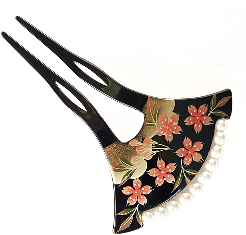 Kanzashi Makie Japanese Style Hair Ornament Cherry Blossom Pearl Everyday Use Made In Japan Kanzasi Watmosphere Hair Accessory After Party Kimono