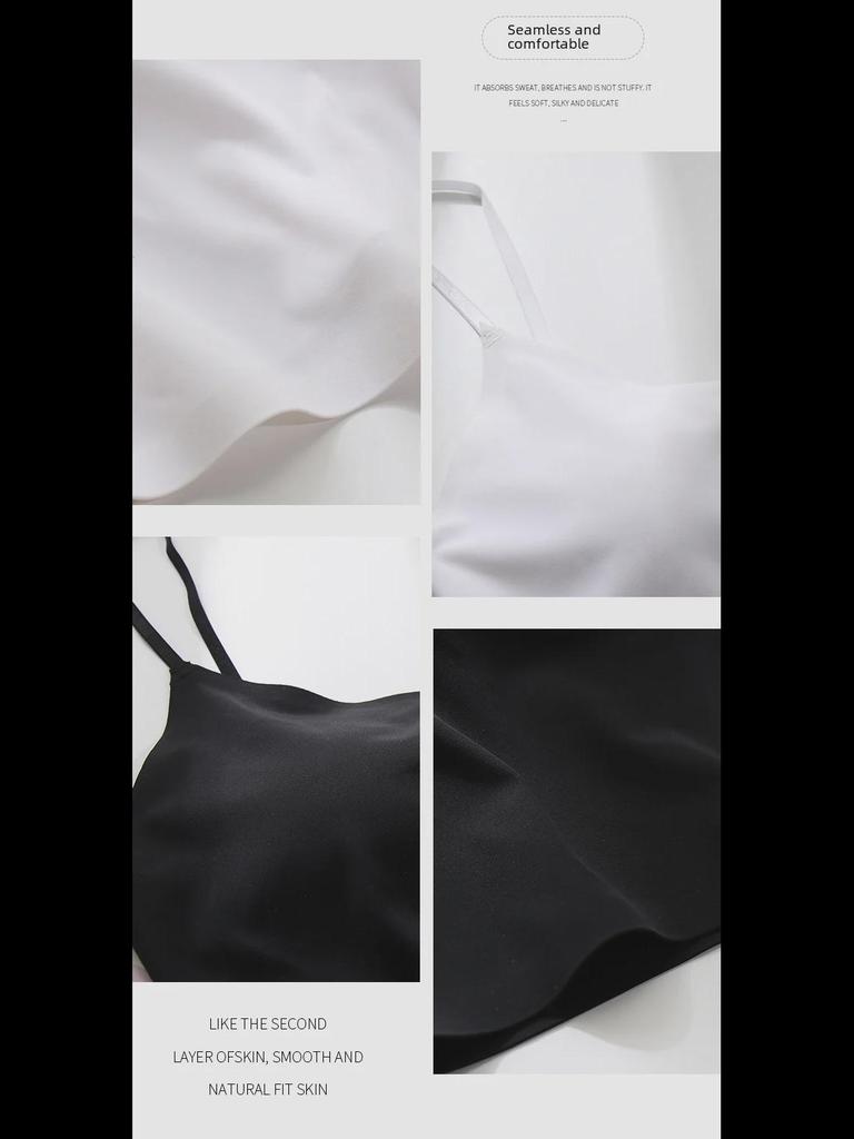 Seamless Sexy Navel-Baring Vest with Chest Pads, Ice Silk Tube Top, Breathable Back Underwear for Women