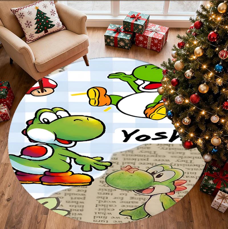 Yoshi Pattern Round Rug, Indoor/Outdoor Mat, for Picnic, Gameroom, Bedroom, Office, Living Room, Home Decor Carpet, Birthday Gift