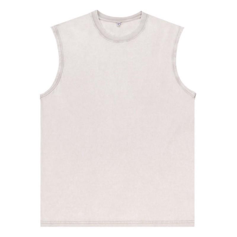 Мужская потертая и состаренная футболка без рукавов с заниженной линией плеч, молодежная однотонная свободная футболка