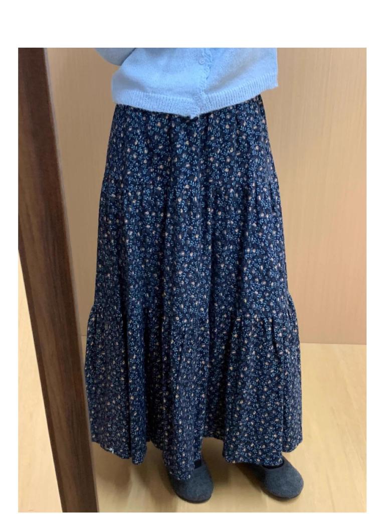 Женская осенняя юбка-миди 2025 с эластичным поясом и цветочным принтом - Мягкая, свободная, универсальная, ниже колена