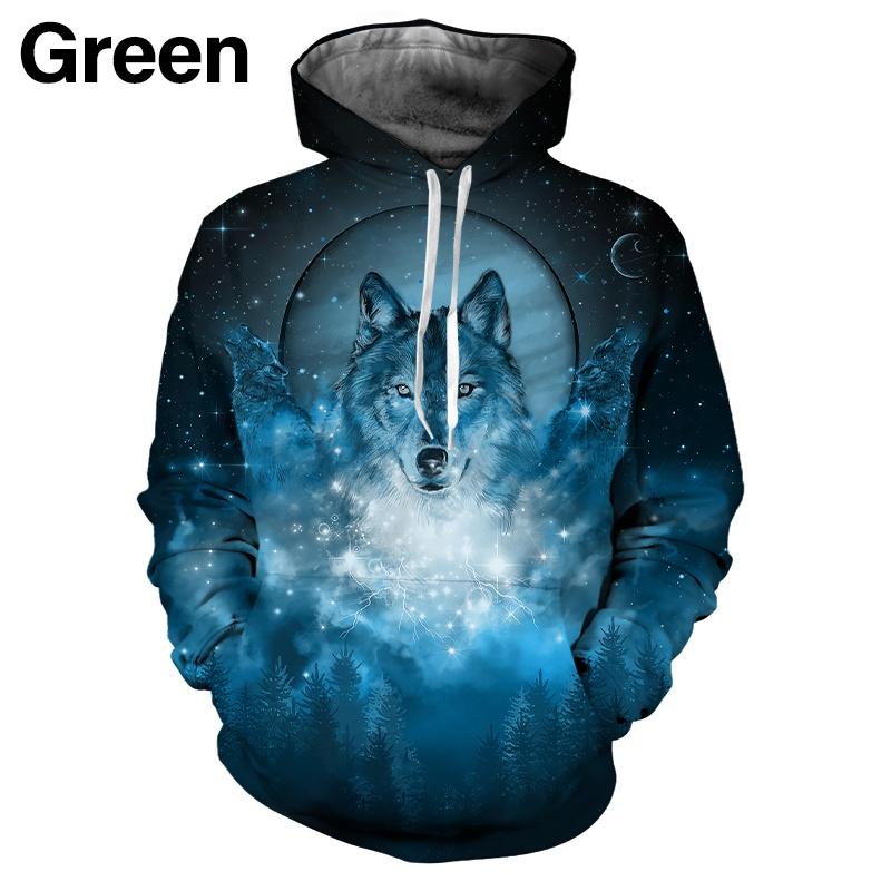 Fashion Casual Hip Hop Streetwear Sweatshirts Men Women 3D Print Wolf Couples Hoodies