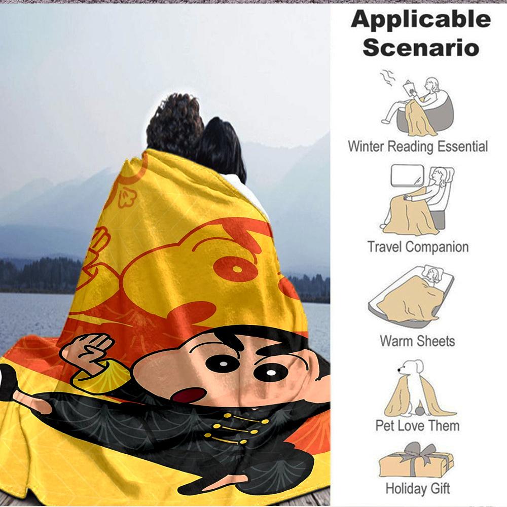 1pc Crayon Shin chan Blanket Lightweight Flannel Blanket Throw Blanket For Sofa, Bed, Travel, Camping, Livingroom, Office, Couch