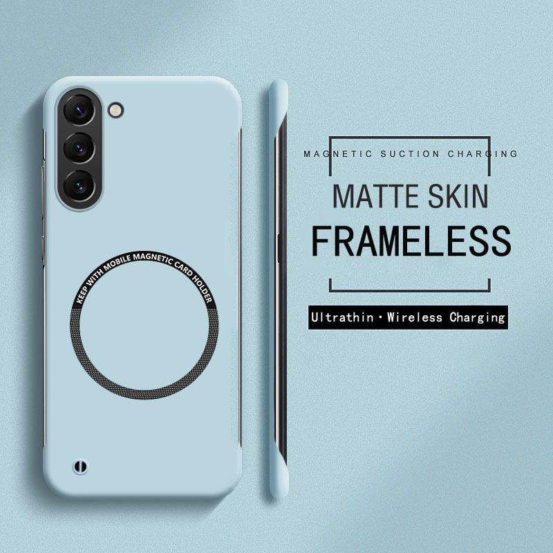Безрамный магнитный тонкий чехол Magsafe для Samsung Galaxy S23 FE S24 S25 Ultra Plus с беспроводной зарядкой, жесткая матовая задняя крышка из ПК