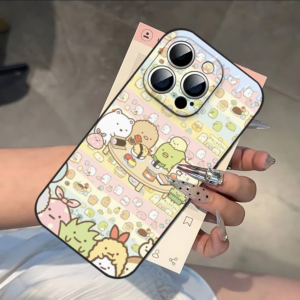 Милый чехол для телефона S-sumikko Gurashi для IPhone 17 16 15 14 13 12 11 PRO MAX PLUS Mini из мягкого ТПУ, приятный для кожи