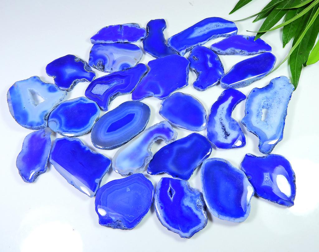 737Cts. Окрашенный срез друзи агат плоский драгоценный камень кабошон лот 24 шт GN-02