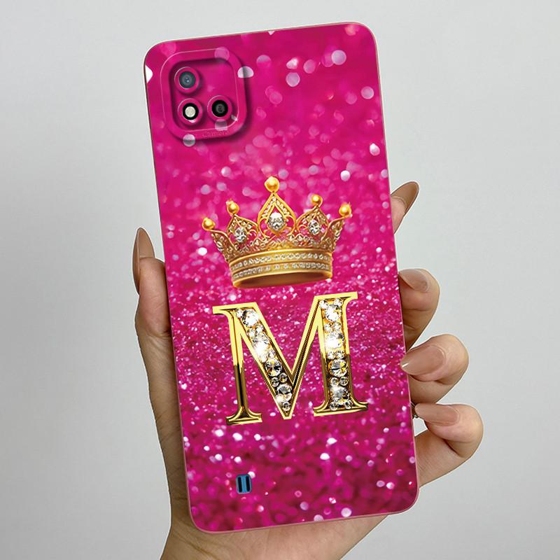 Для Realme C11 2021 RMX3231 C20 Чехол Корона Буква Жидкий Силикон Мягкие Чехлы для Телефона Для RealmeC20 C20A Полная Защита Задняя Крышка