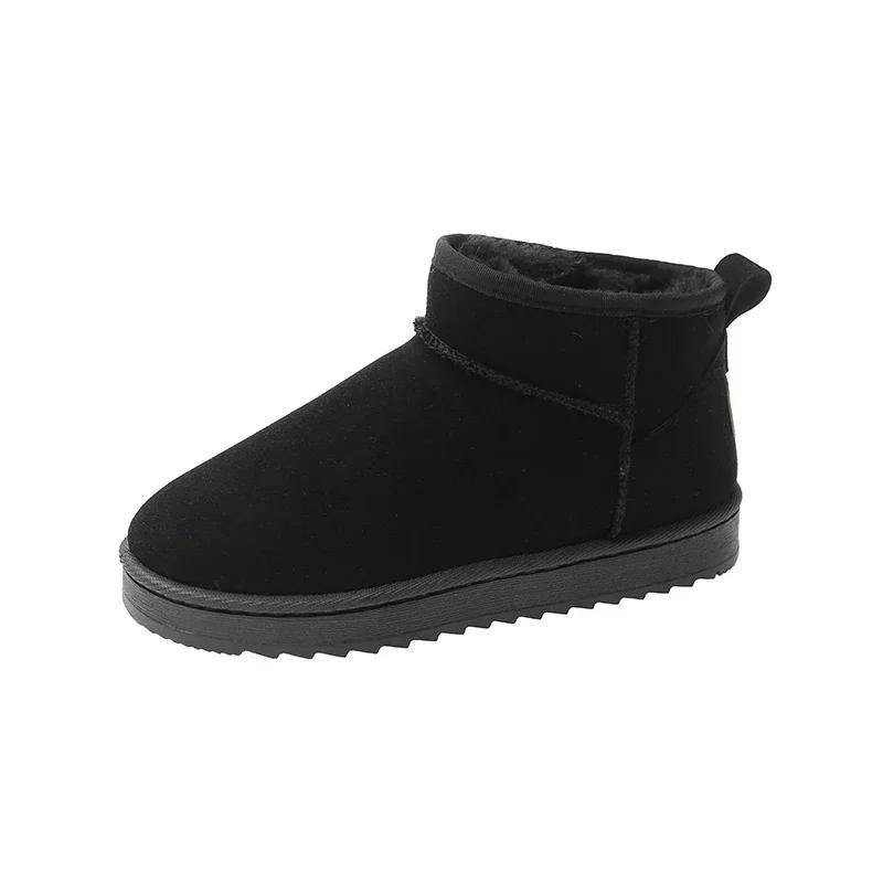 Snow Boots Women's Short Tube Thickened Cotton Shoes Non-slip Winter New Student Women's Shoes Black Boots Platform Shoes