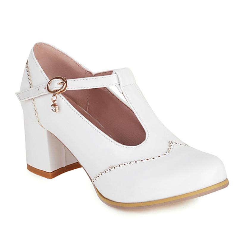 Элегантные белые черные блочные туфли на высоком каблуке женские туфли Мэри Джейн большого размера 48 для вечеринки офиса свадьбы обувь к платью женские удобные