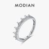 MODIAN Серебряное кольцо 925 пробы с прозрачным цирконием, модное, в виде короны, открытого размера, регулируемое, для женщин, свадебное, statement, тонкое ювелирное изделие, подарки