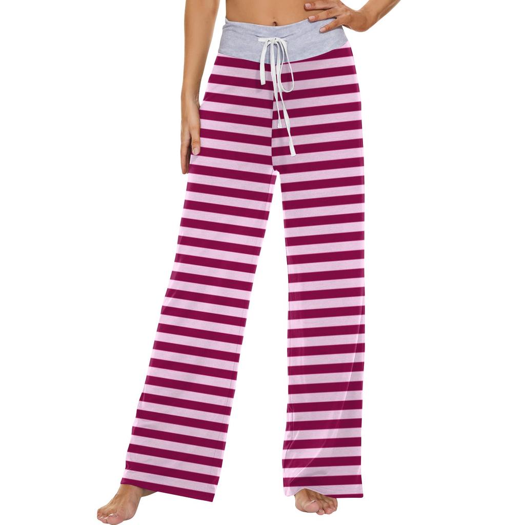 Женские модные повседневные удобные пижамные брюки с принтом и широкими штанинами на шнурке