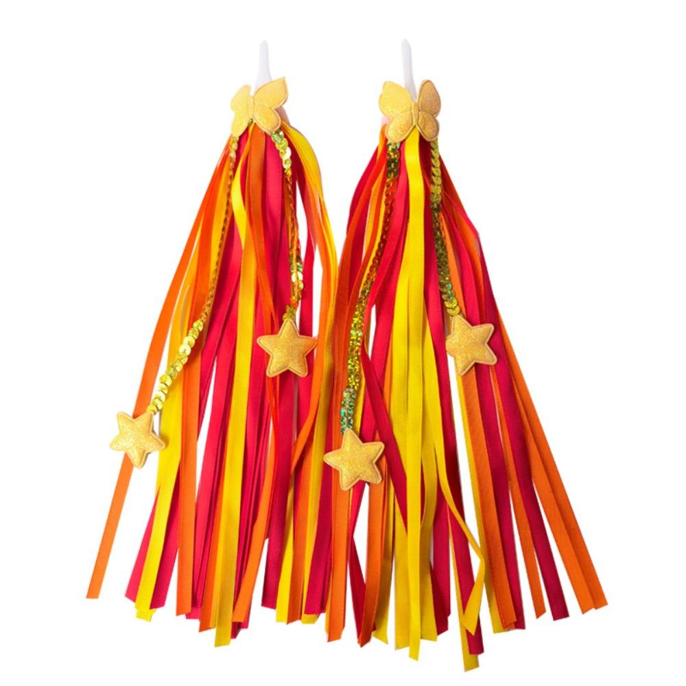 1pair Colorful Bike Tassels Ribbon Style Scooter Tassels Sparkly Handlebar Streamers Scooter