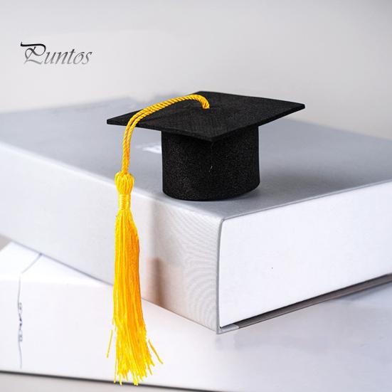 25Pcs Mini Graduation Caps Felt Small Doctor Hat with Golden Tassels Bottle Cover Cupcake Toppers Party Supplies