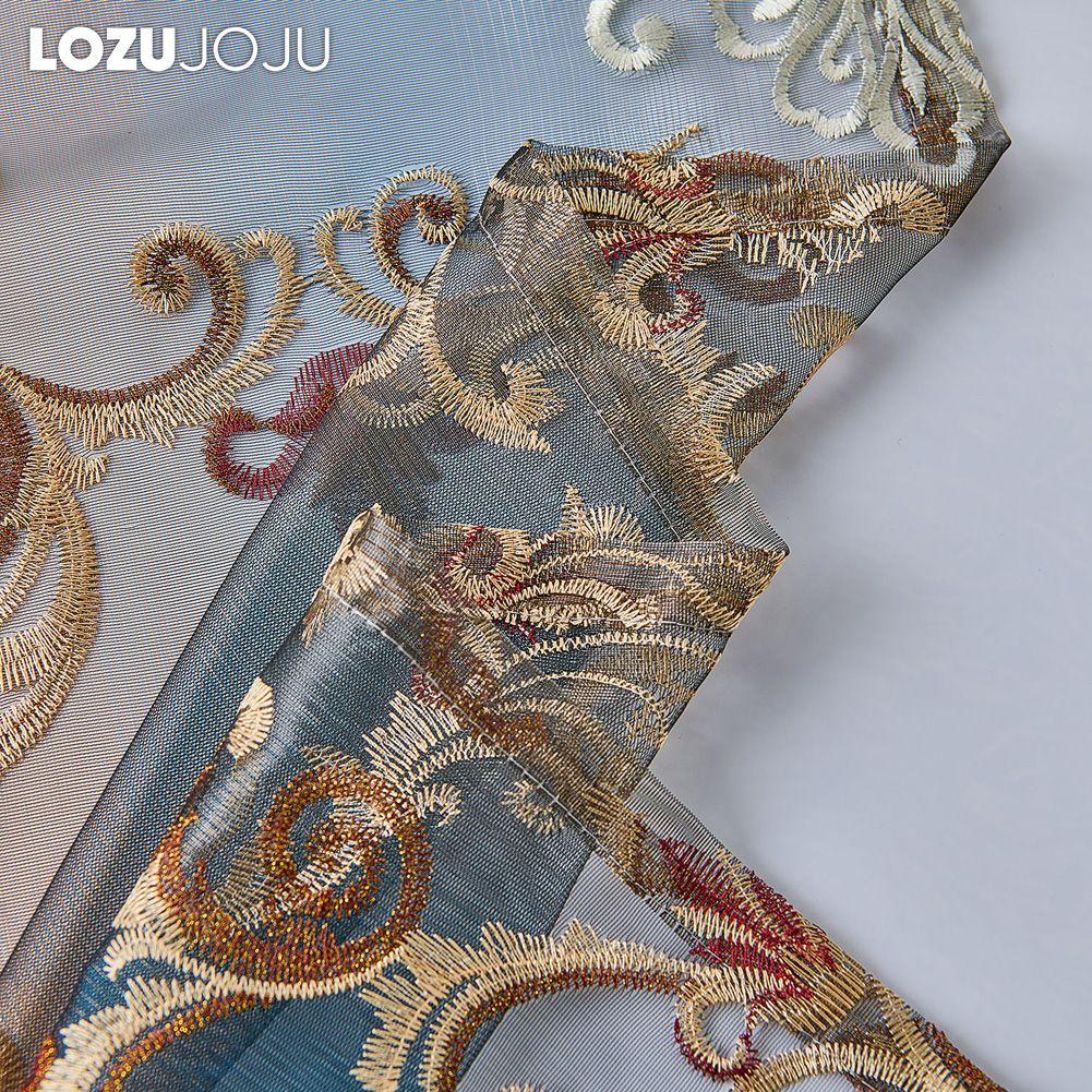 1PC LOZUJOJU European Style High-end Embroidered Retro Chiffon Curtain for Living Room Bedroom Home Decor