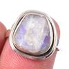 Кольцо из стерлингового серебра 925 пробы с натуральным радужным лунным камнем ручной работы S.6 f1m70