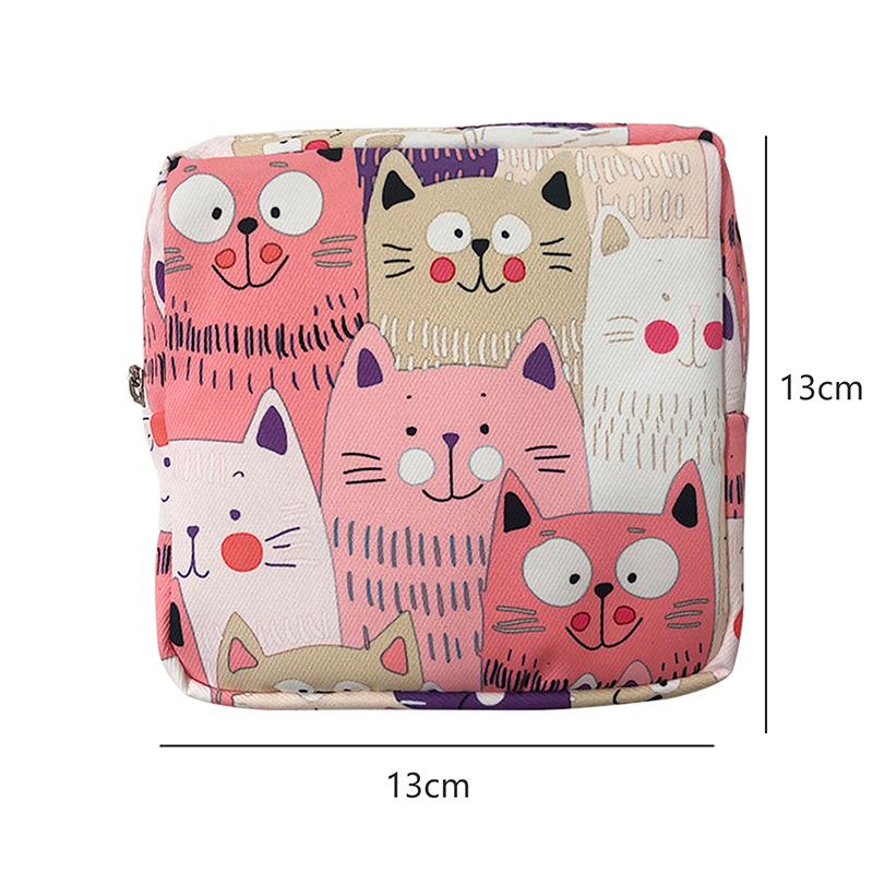 Women Portable Sanitary Napkin Tampon Storage Bag Cotton Travel Makeup Storage Bag Literary Zipper Coin Purse Sundries Storage#w