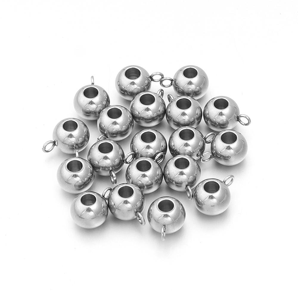 10-20pcs/lot Stainless Steel Spacer Beads Pendant Charms Clasps Bail Beads Big Hole Beads For Jewelry Making DIY Accessories