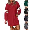 Women's Fashion Striped Sports Hoodie Dress Long Sleeve Round Neck Sports Hoodie Dress With Pocket