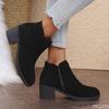 Autumn New Fashionable Versatile Thick Heel High-heeled Women's Boots Comfortable Round Toe Side Zipper Women's Boots