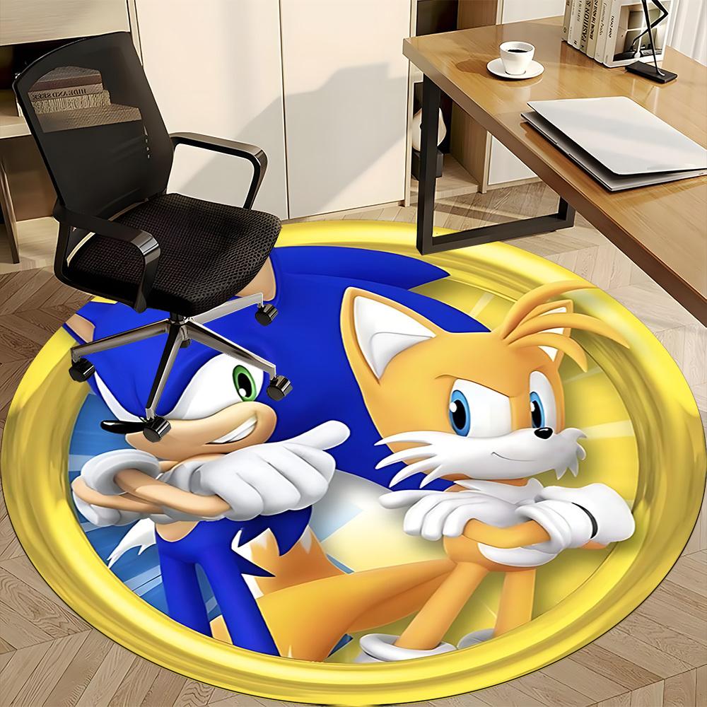 1pc Sonic Office Round Area Rug, Under Office Chairs Bedroom Living Room Home Decor, Room Decoa1016186