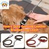 Heavy Duty Genuine Leather Braided Dog Leash Durable Training Walking Lead for German Shepherd Medium Large Dogs Pet Supplies
