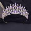 Роскошные розовые хрустальные свадебные короны, королевские диадемы королевы, повязки на голову для девочек, свадебный головной убор для выпускного вечера, диадема для невесты, украшения для волос, аксессуары