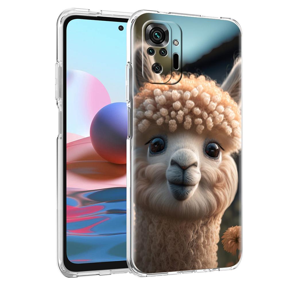 Transparent Phone Case for Redmi 13C 12C 10C Note 13 12 11 11T K40 Gaming Plus Pro 4G 5G Soft TPU Cover Shell Cute Alpaca Donkey