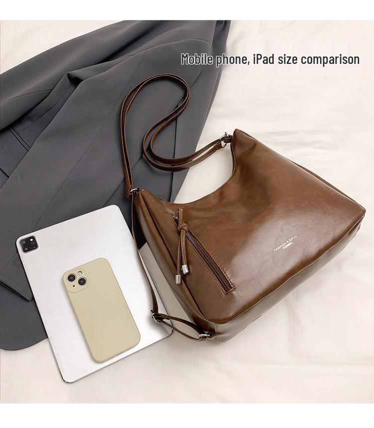 Женская весенняя ретро-сумка-тоут 2025: Простая вместительная сумка через плечо в корейском стиле