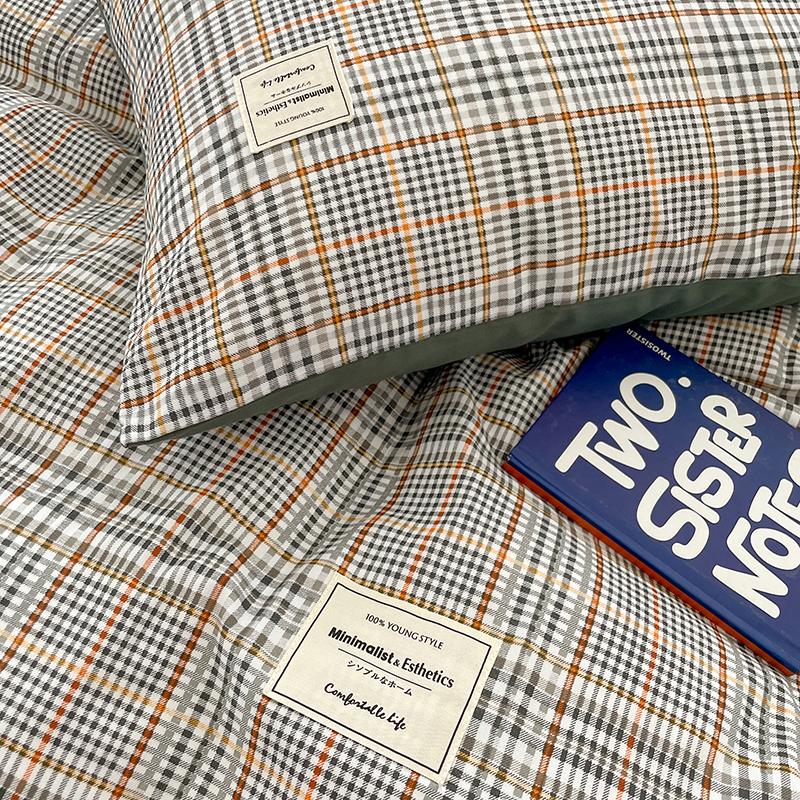 Комплект постельного белья из хлопка с узором в скандинавскую клетку, пододеяльник, наволочка, простыня, комплект постельного белья размера «queen-size» и «king-size»