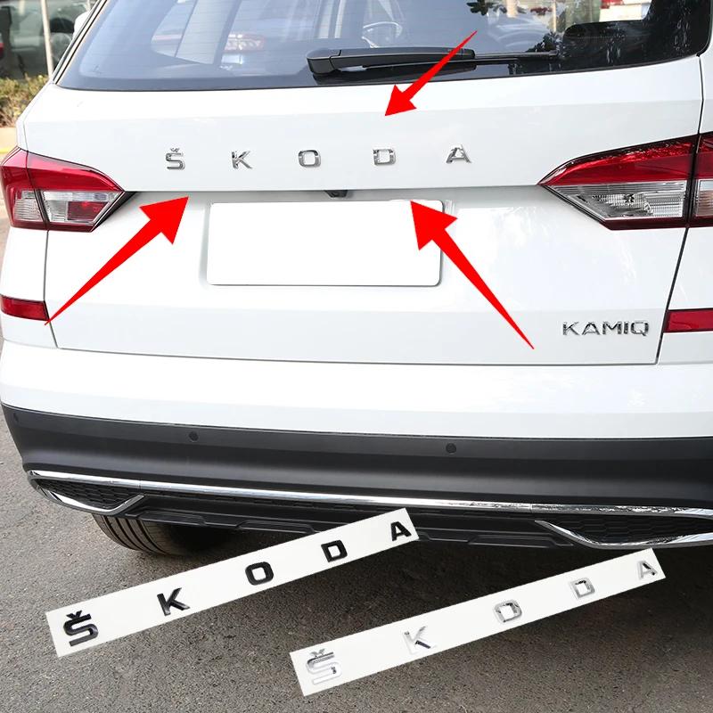SBNI3 3D ABS car Emblem Skoda Letter front hood Rear Tailgate trunk Decals badge sticker For Skoda Rapid Octavia A5 RS Kodiaq Fabia A7
