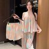 Three Piece Set of Summer Chinese Style Tie Dyed Pure Desire Style Home Clothes with Chest Pads and Suspender Pajamas for External Wear