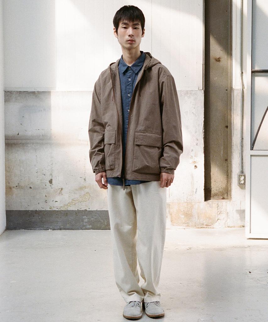 Horlisun Breeze Typewriter Check Hood Jacket Beige