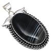 Pendant Grey Botswana Agate Gemstone Mother's Day Gift Silver Jewelry 2.25"