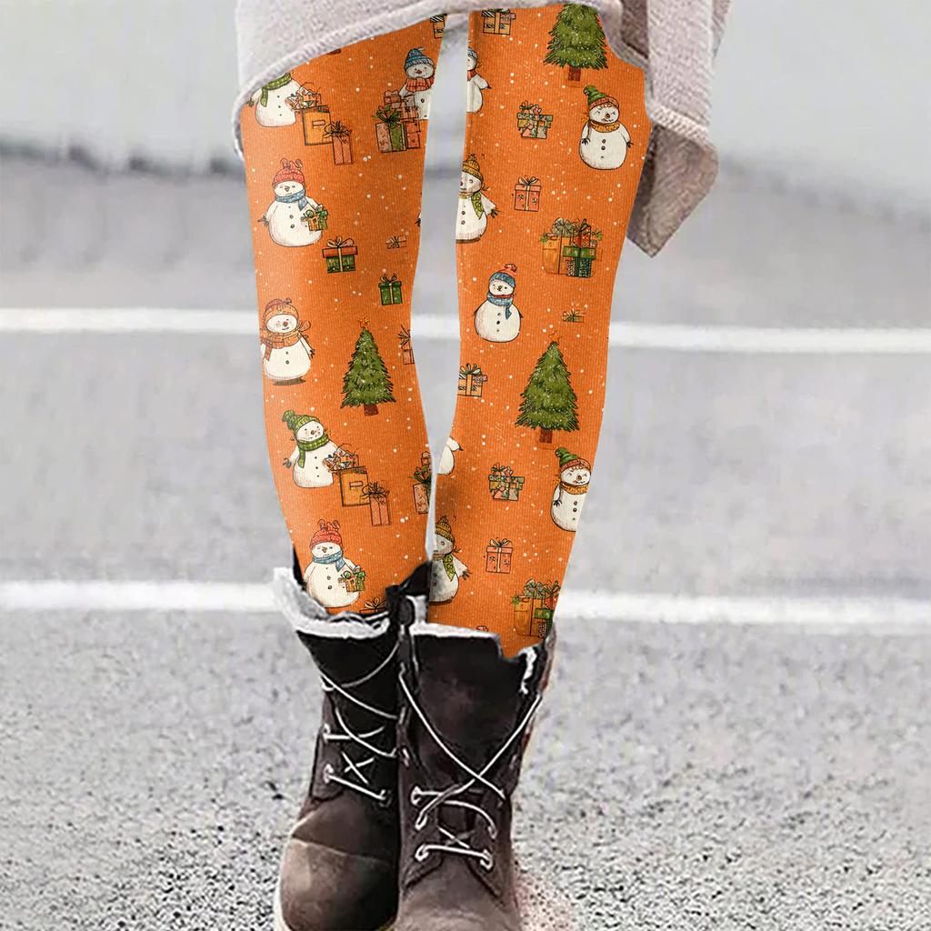 Женские рождественские облегающие эластичные повседневные брюки для йоги