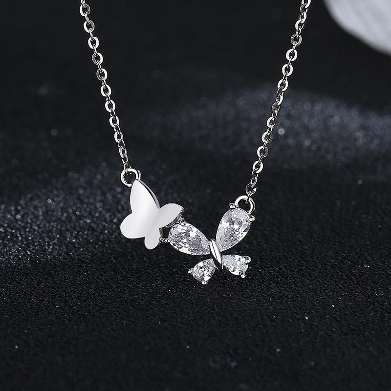 Butterfly Necklace Female Niche Ins Wind Collarbone Chain Flower Light Luxury Spice Girl Temperament Pendant Jewelry