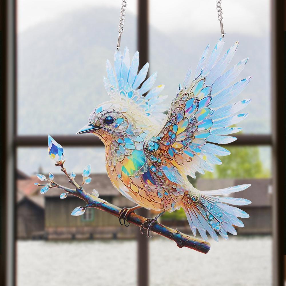 Acrylic Window Hanging Bird Sky Stained Bluebirds Suncatchers Bird Hangings Pendant  Courtyard
