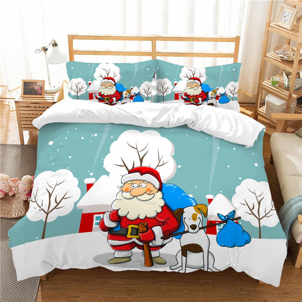 Christmas Deluxe Home Bedding Set Quilt Cover Pillowcase Bedroom Bedding Set Duvet Cover Full Size Bedspread