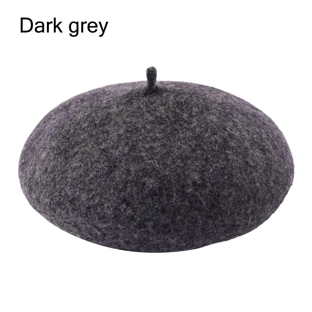 Однотонные шерстяные береты Шерстяная утолщенная плоская кепка Однотонные шапки Осень Зима
