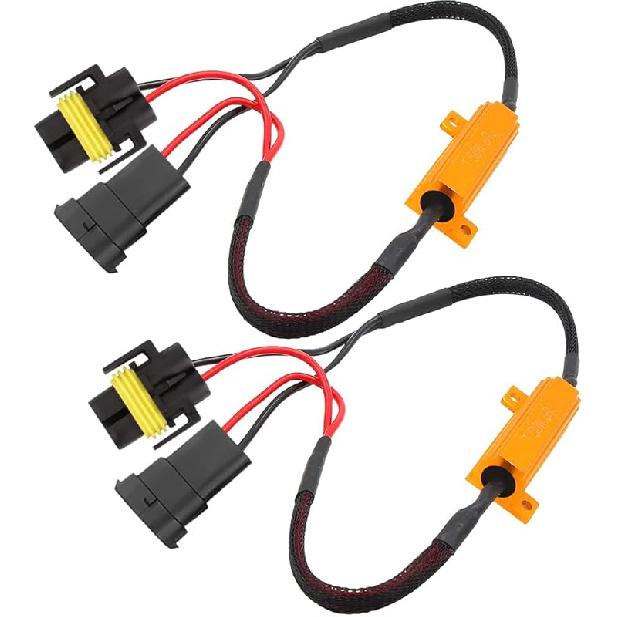 BESULEN 2PCS H7 Car LED Resistor Kit, 50W 6Ohm Vehicle Headlight Anti Flicker Error Decoder, Auto Fog Turn Signal Bulb Load Resistor Relay Harness