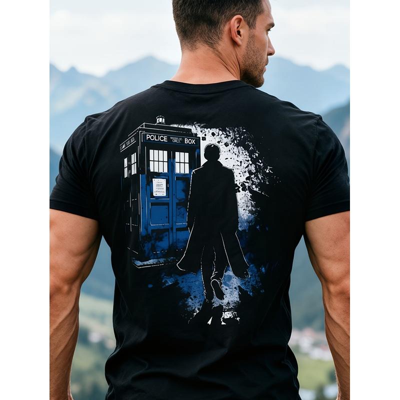The 10Th Doctor Tardis T-Shirt by Null Forge Outdoor Leisure Breathable All-Season Casual Style Outdoor Leisure Wear, Breathable T-Shirt