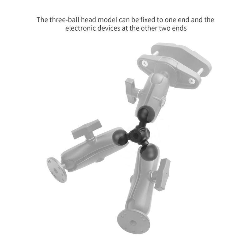 NEW-Triple Metal 1.5 Inch Ball Head Mounting Joint Extension Adapter,Multi Directional Ball Mounting Joint Extension Ada