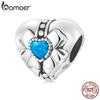 BAMOER бусина в форме сердца из стерлингового серебра 925 пробы, подарок в виде любви, подвеска для изготовления браслета или ожерелья, ювелирные изделия, синий опал, подарок на день рождения