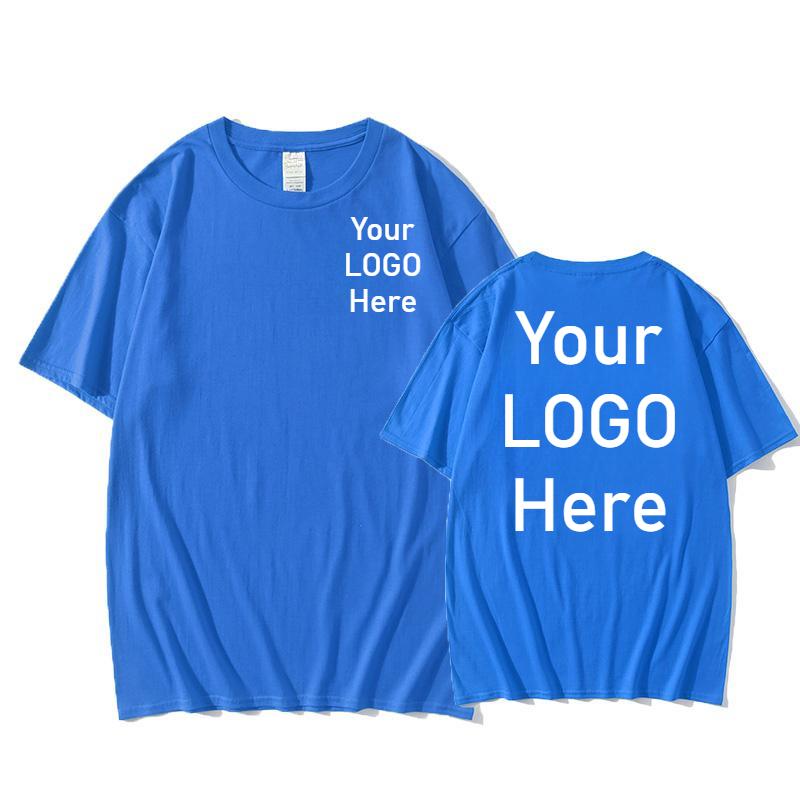 Напечатано Ваше фото на спине и спереди. Индивидуальный дизайн. 100% хлопок. Футболка с коротким рукавом для мужчин и женщин.